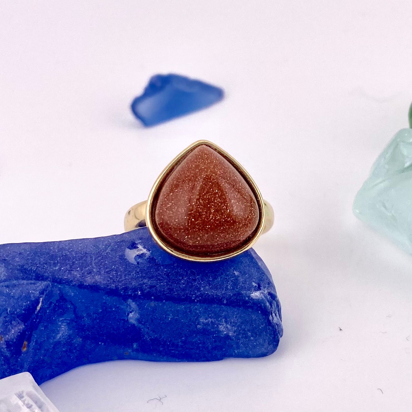 Sun Stone Teardrop Ring