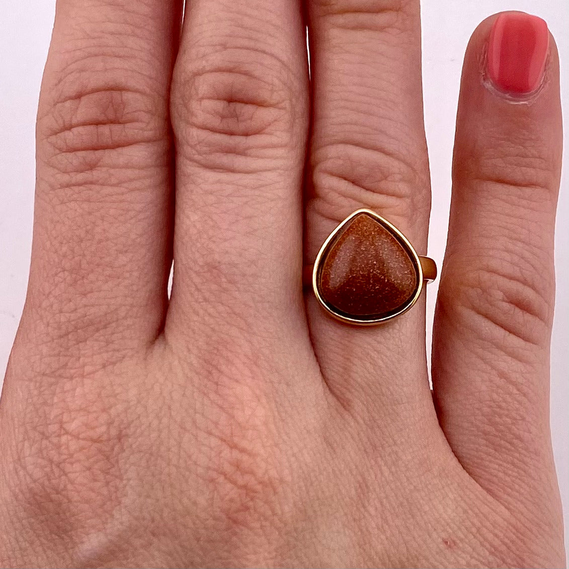 Sun Stone Teardrop Ring