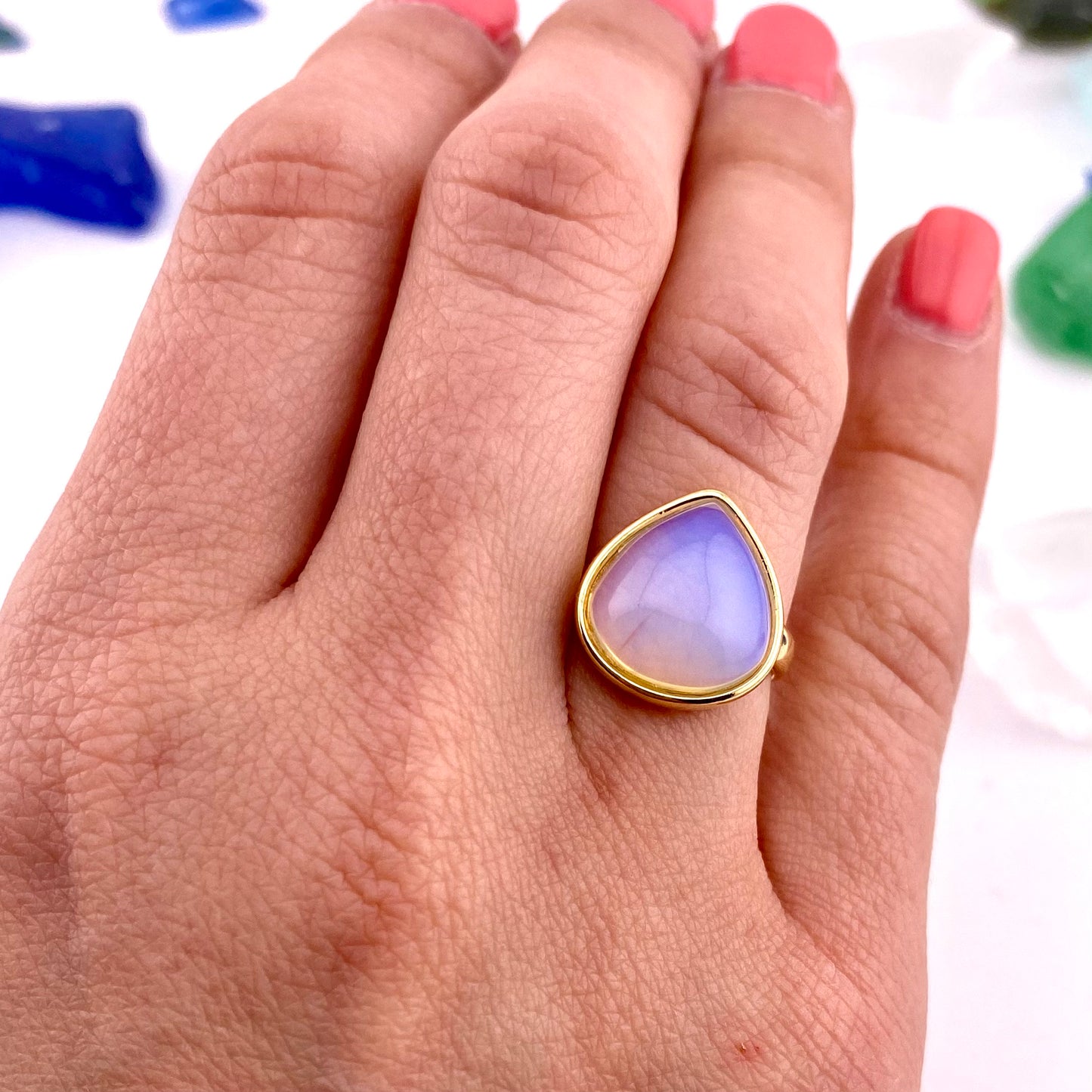 Moonstone Teardrop Ring