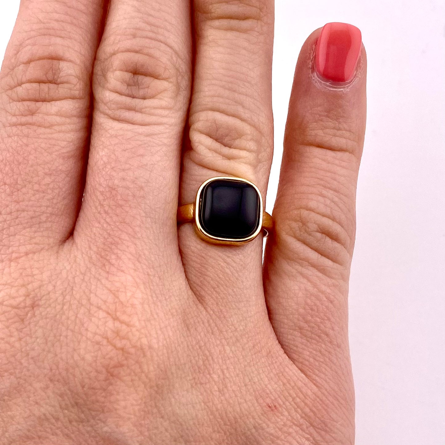 Black Agate Square Ring