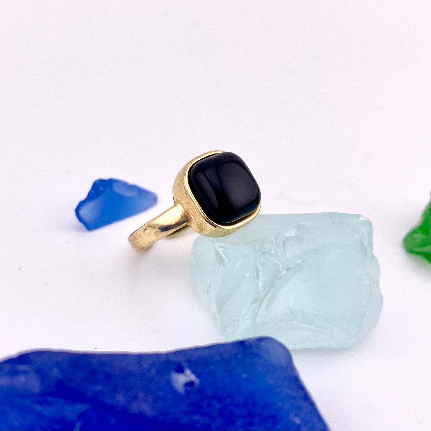 Black Agate Square Ring