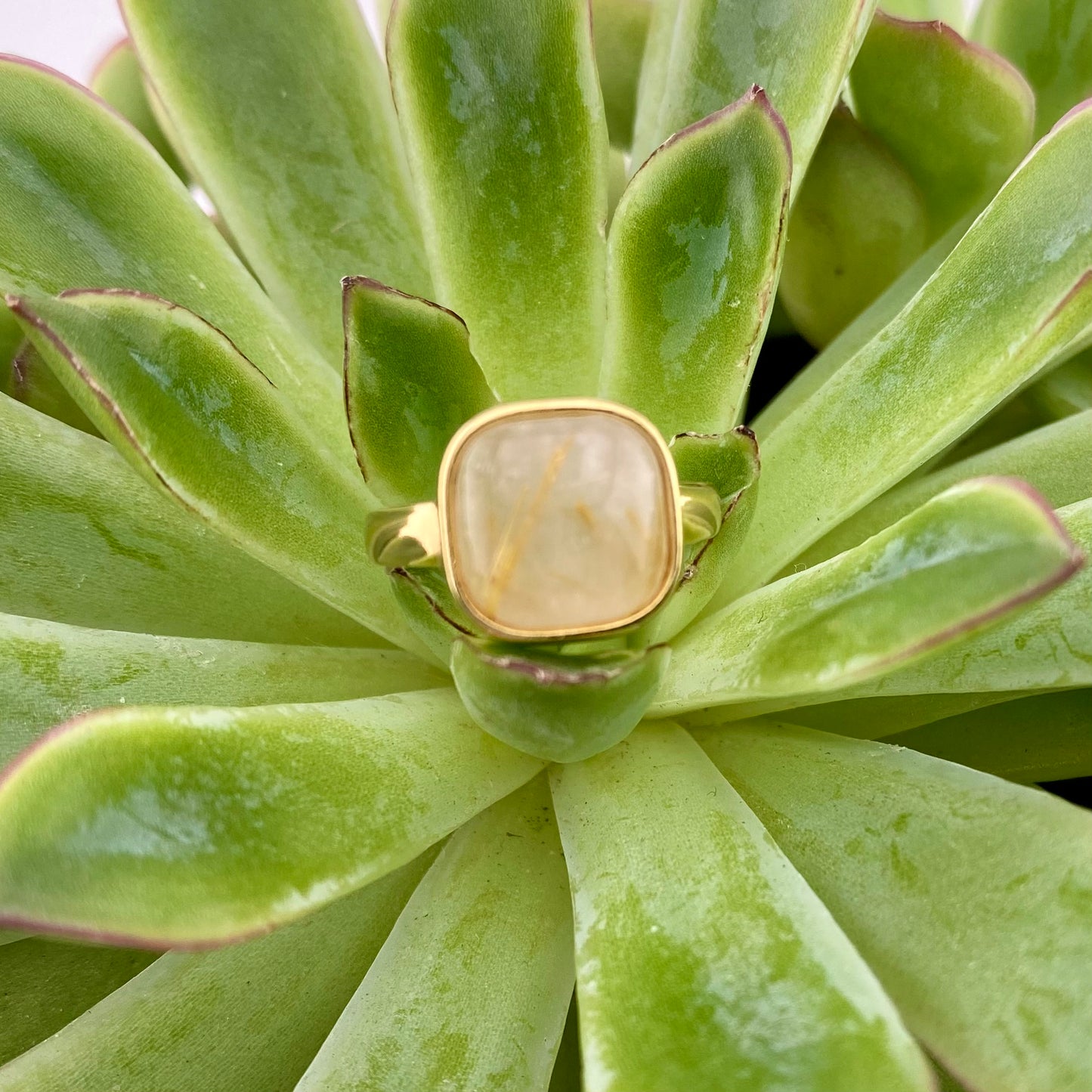 Rutilated Quartz Square Ring
