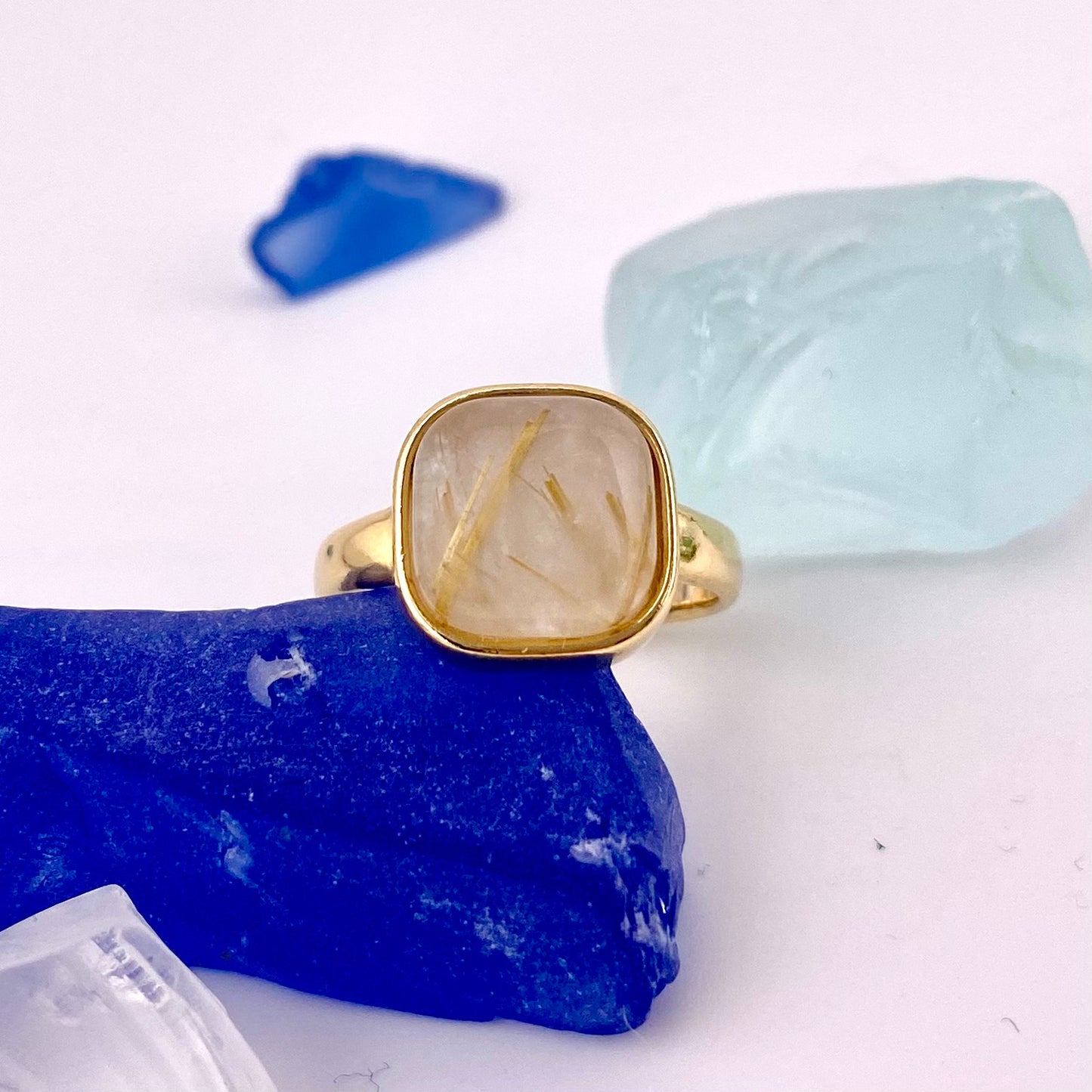 Rutilated Quartz Square Ring