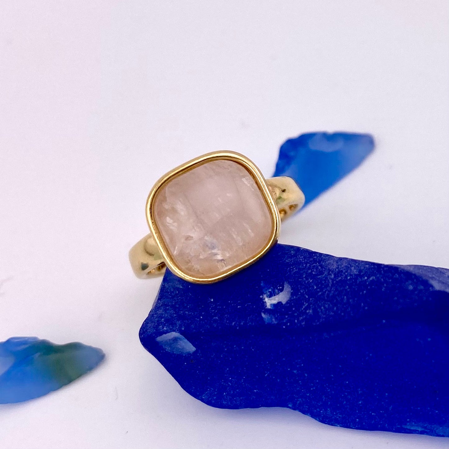 Rose Quartz Square Ring