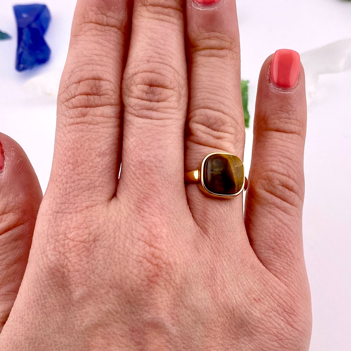 Tiger's Eye Square Ring
