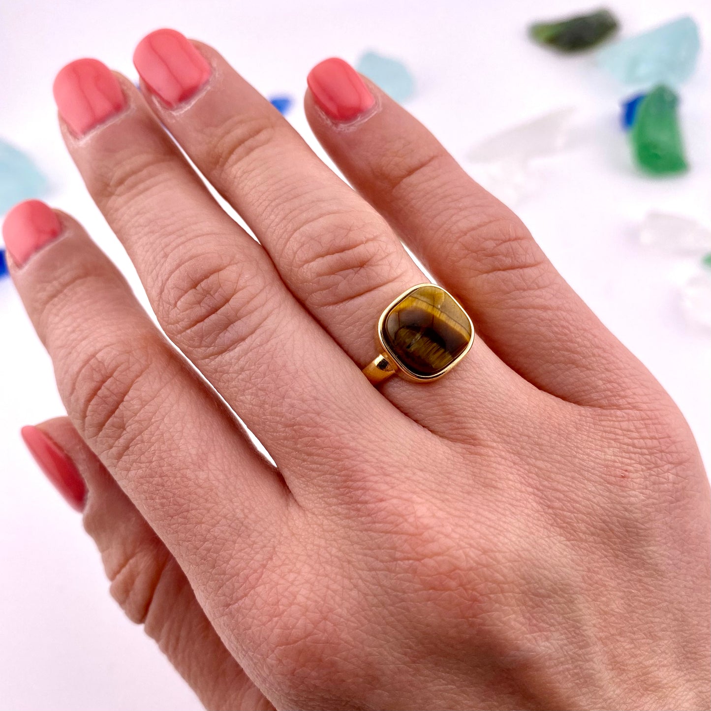 Tiger's Eye Square Ring