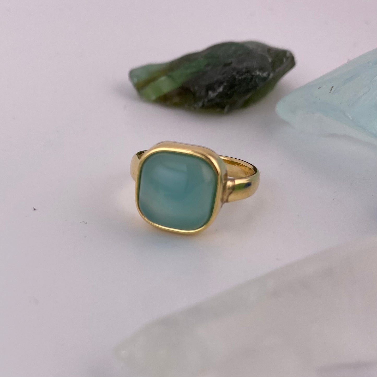 Sky Blue Agate Square Ring