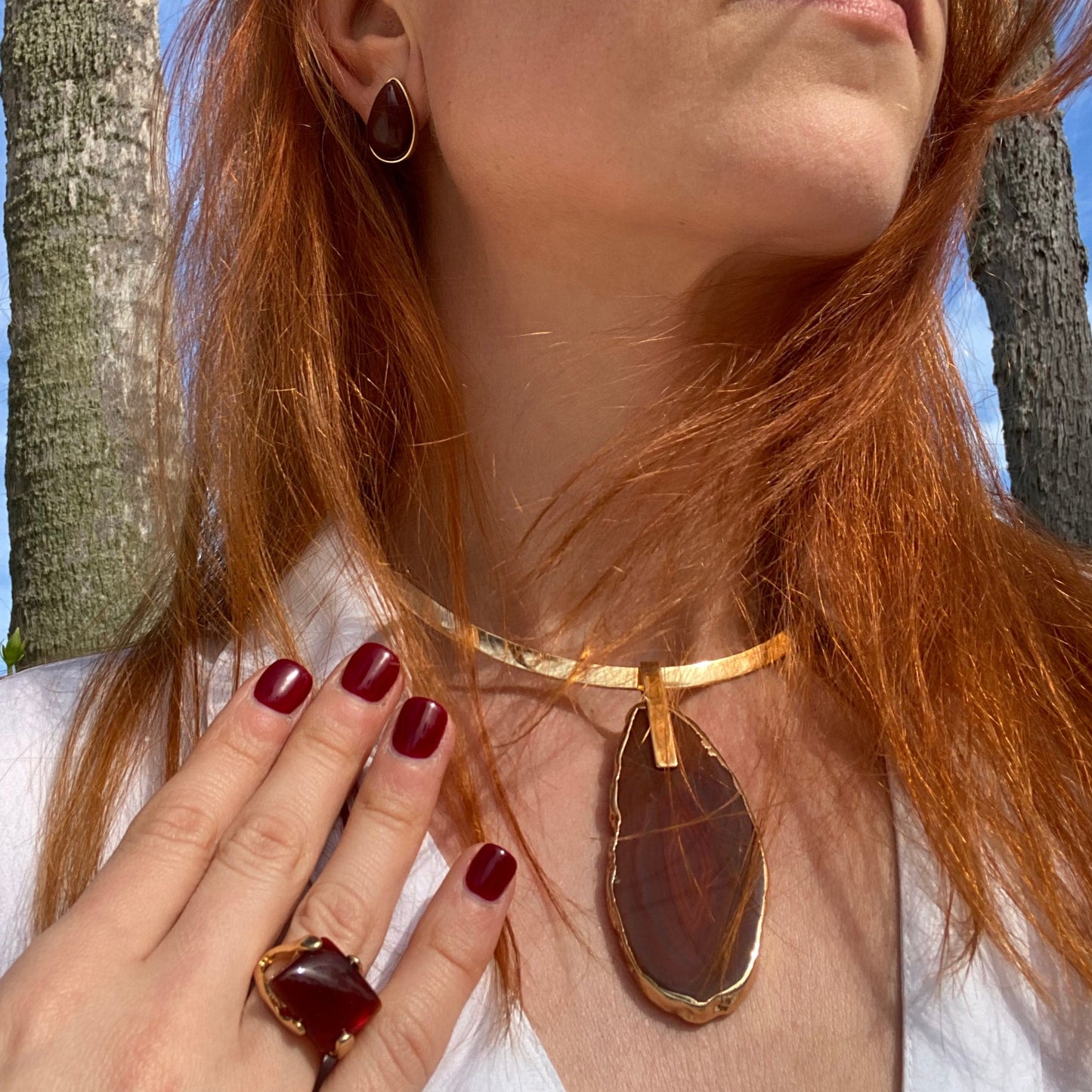 Red Agate Slice Pendant