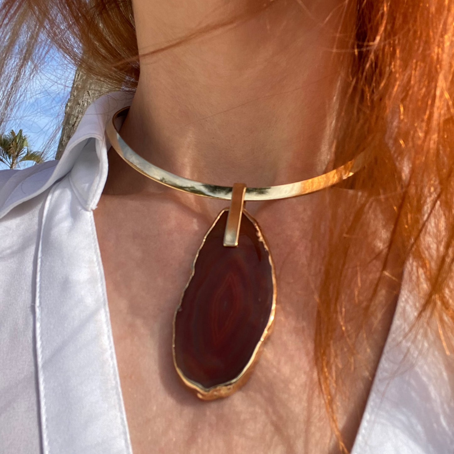 Red Agate Slice Pendant