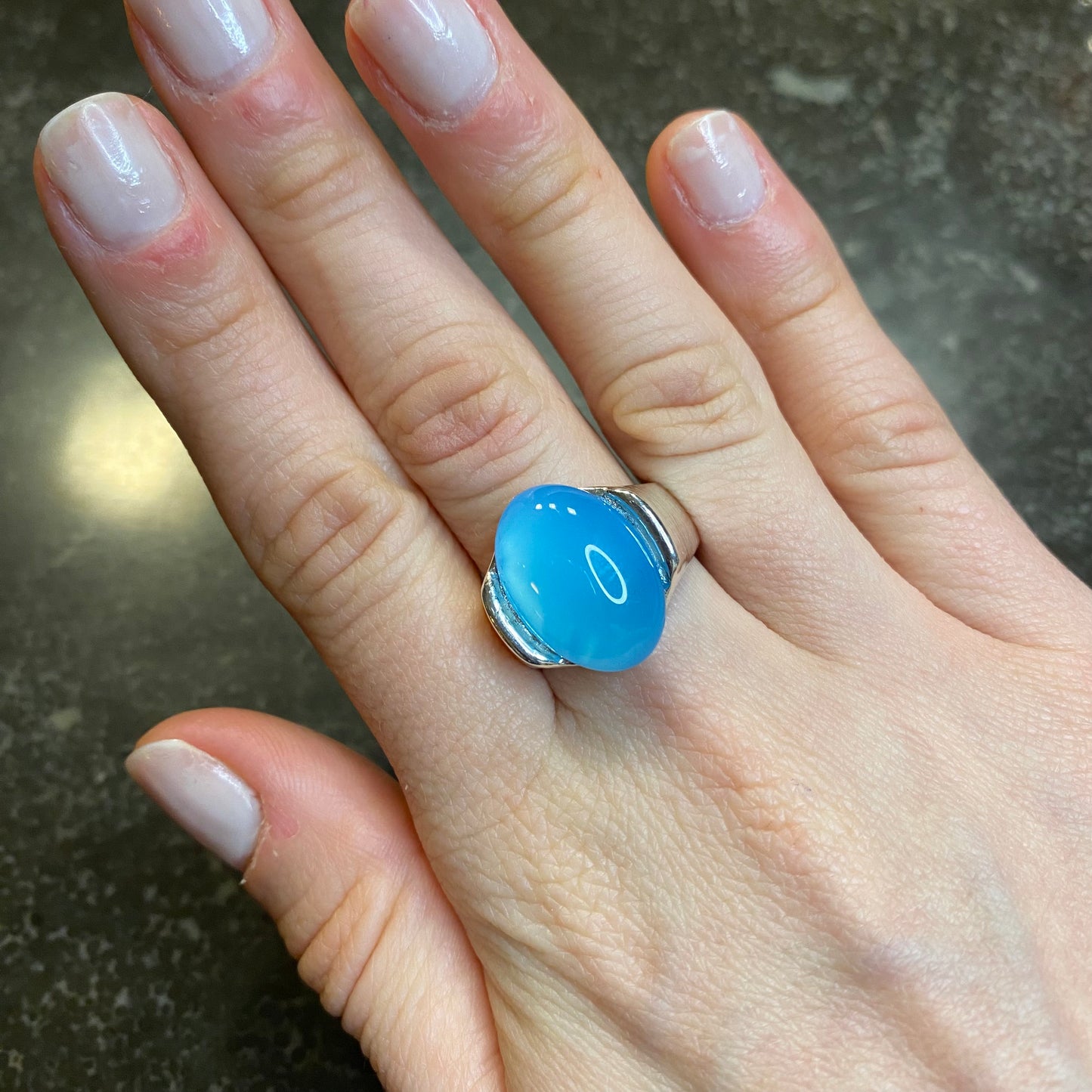 Sky Blue Agate Ring