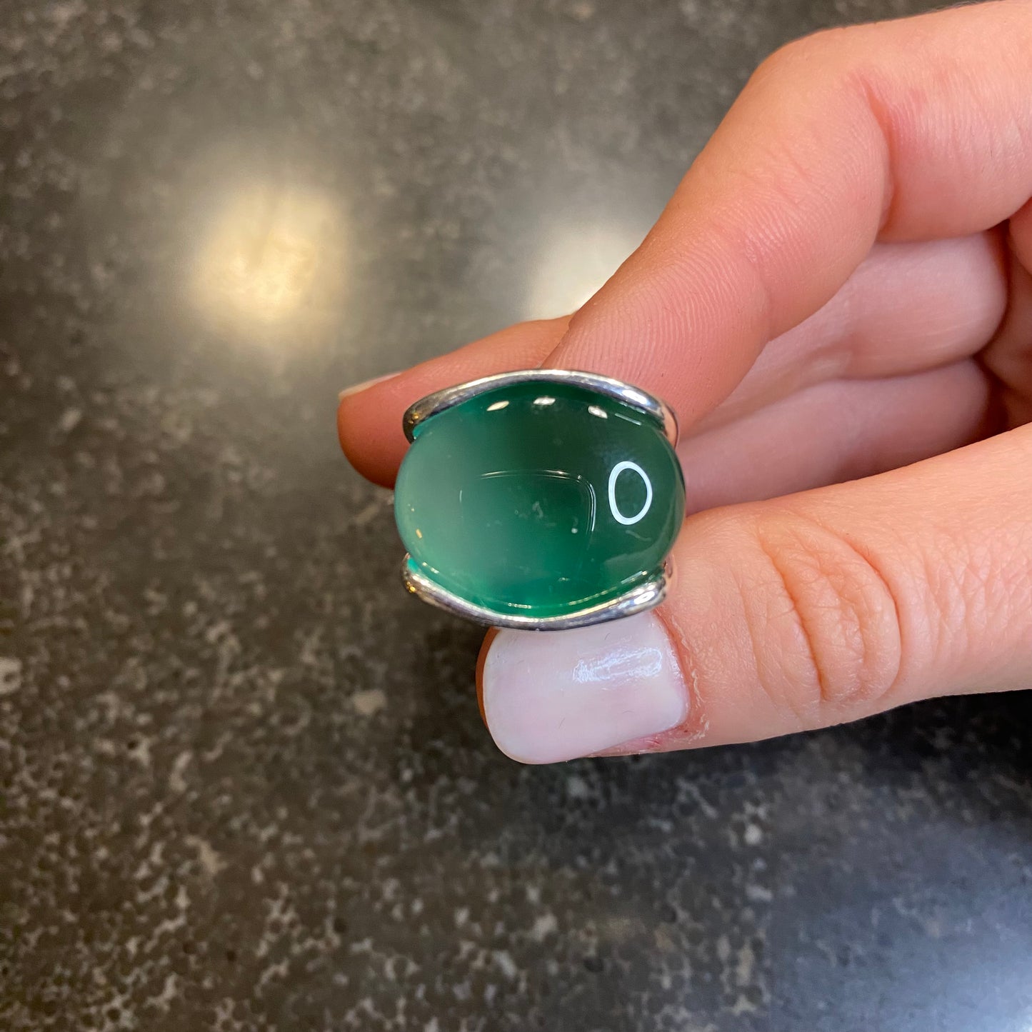 Green Agate Cabochon Ring