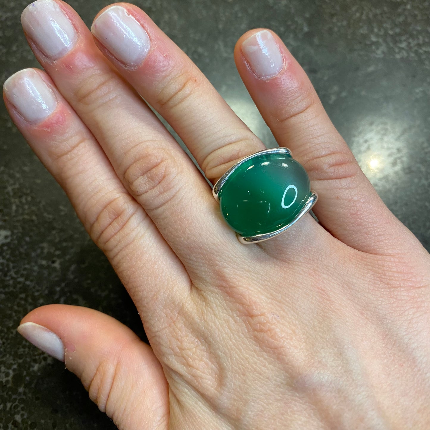 Green Agate Cabochon Ring
