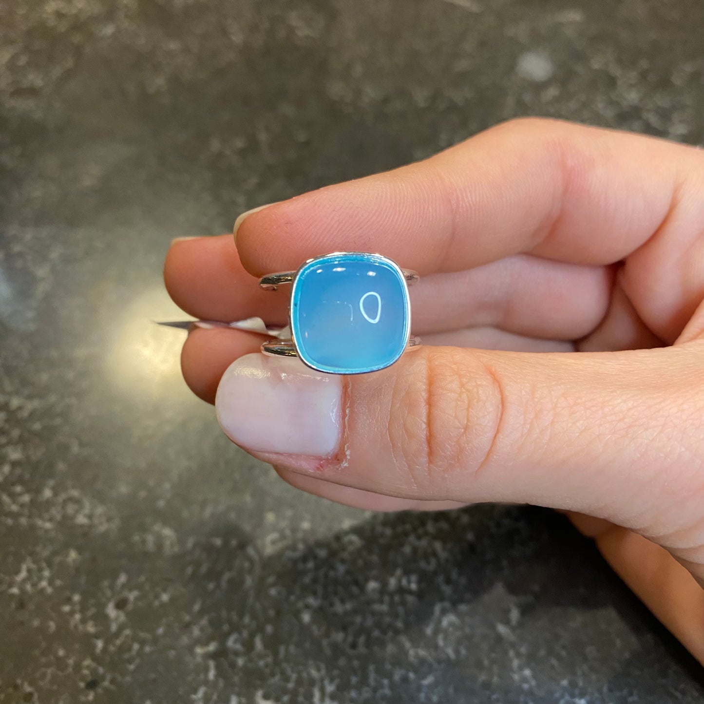 Sky Blue Agate Ring