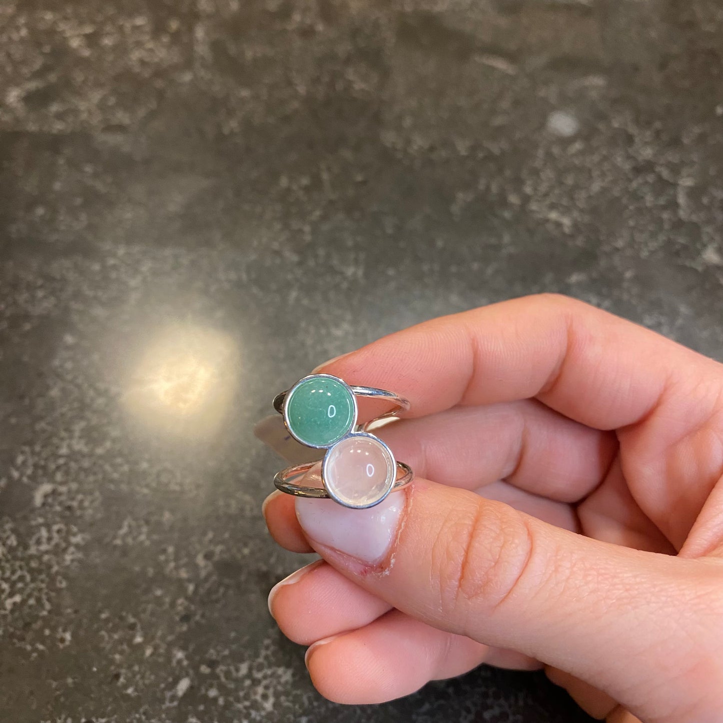 Green and Rose Quartz Ring