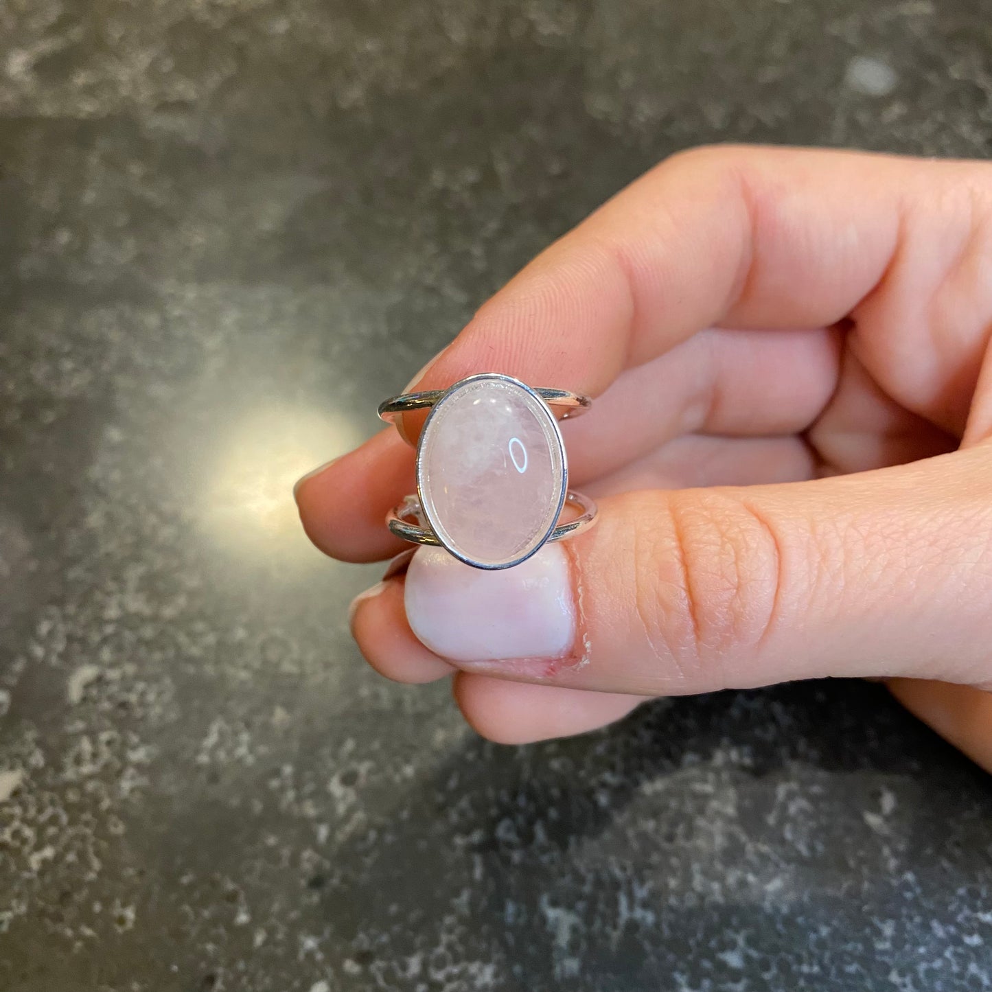 Rose Quartz Cabochon Ring