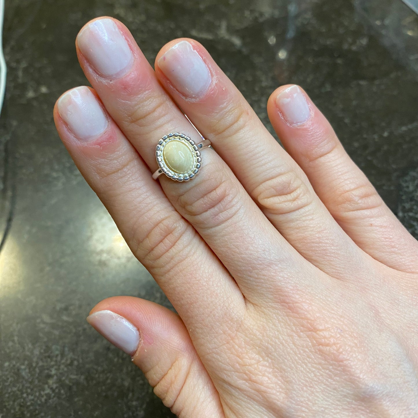Beige Amazonite Mini Ring