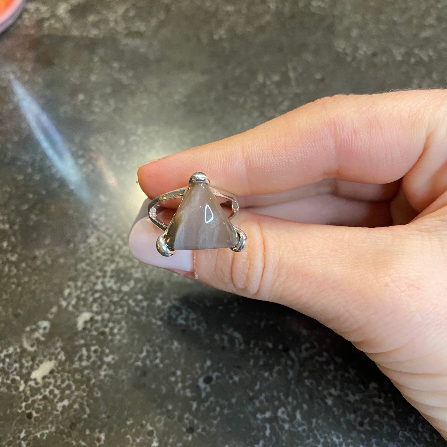 Polychrome Jasper Triangle Ring