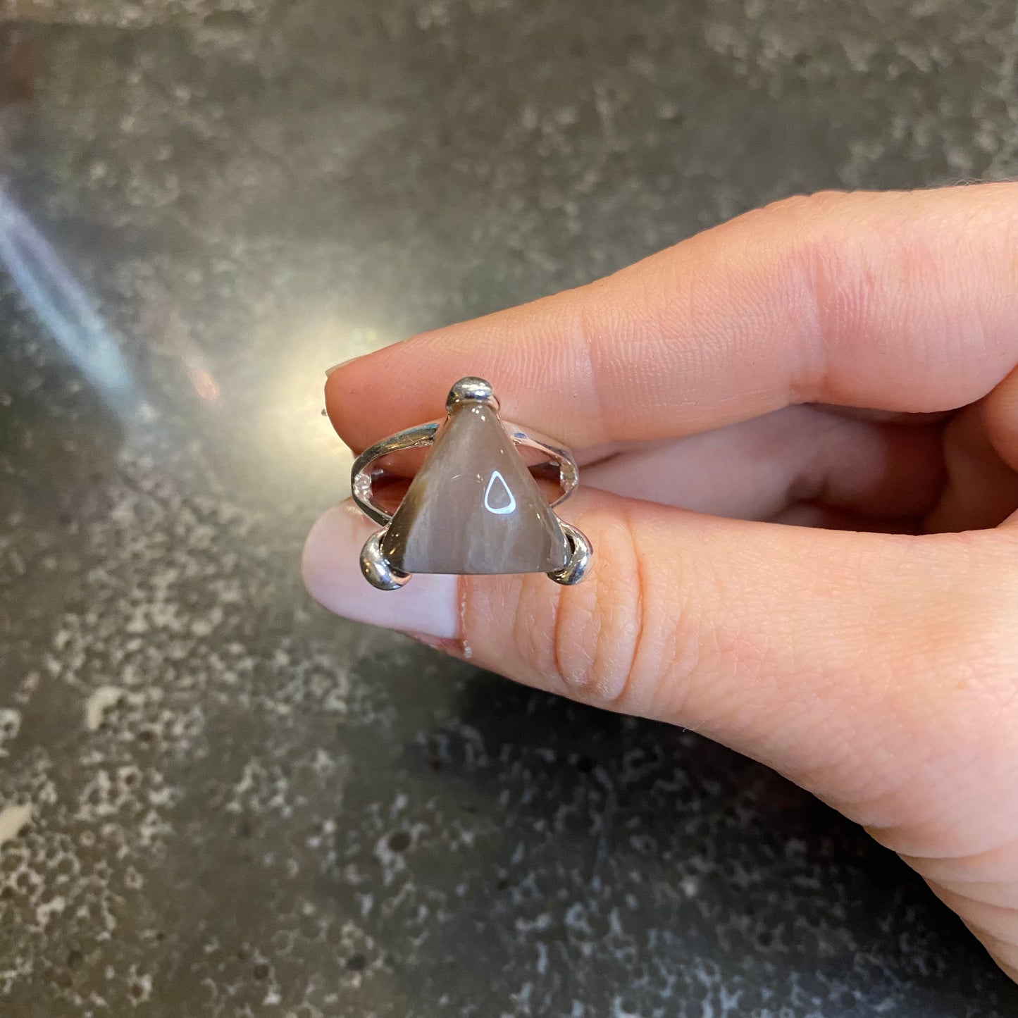 Polychrome Jasper Triangle Ring