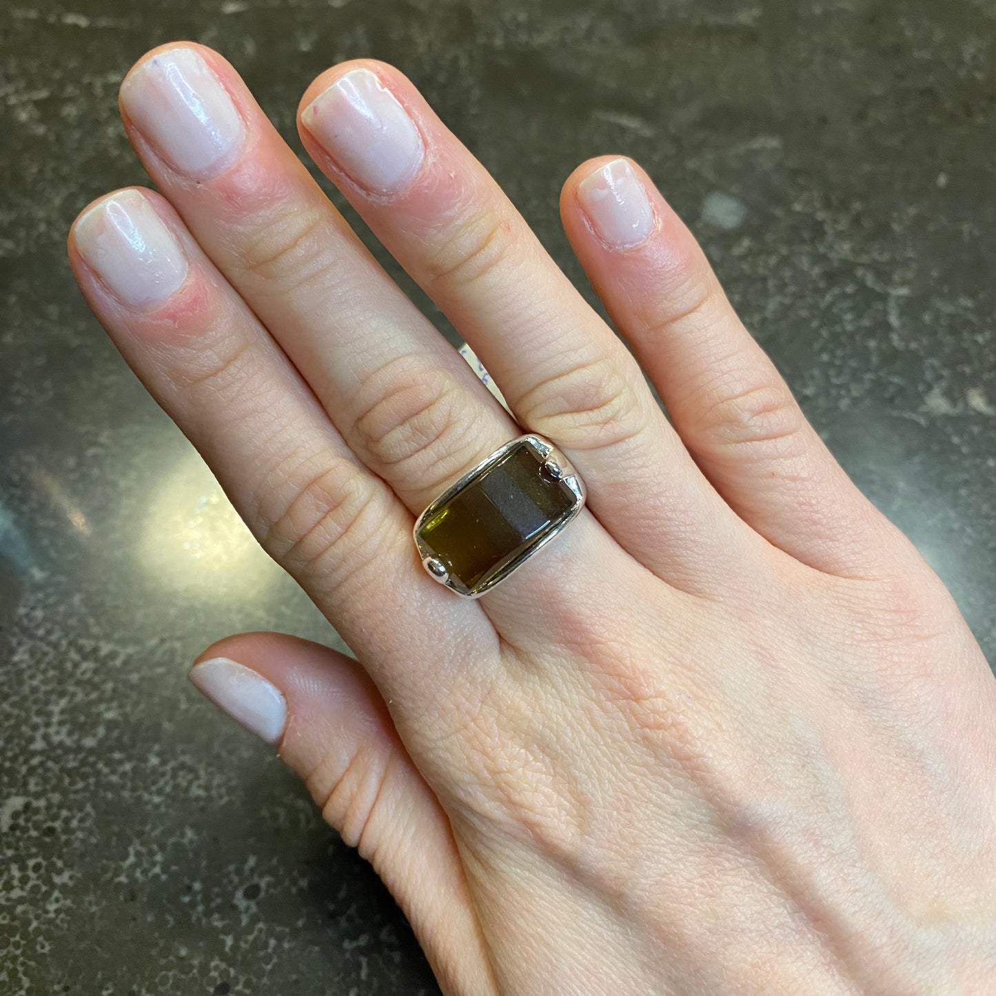 Smoky Quartz Faceted Ring
