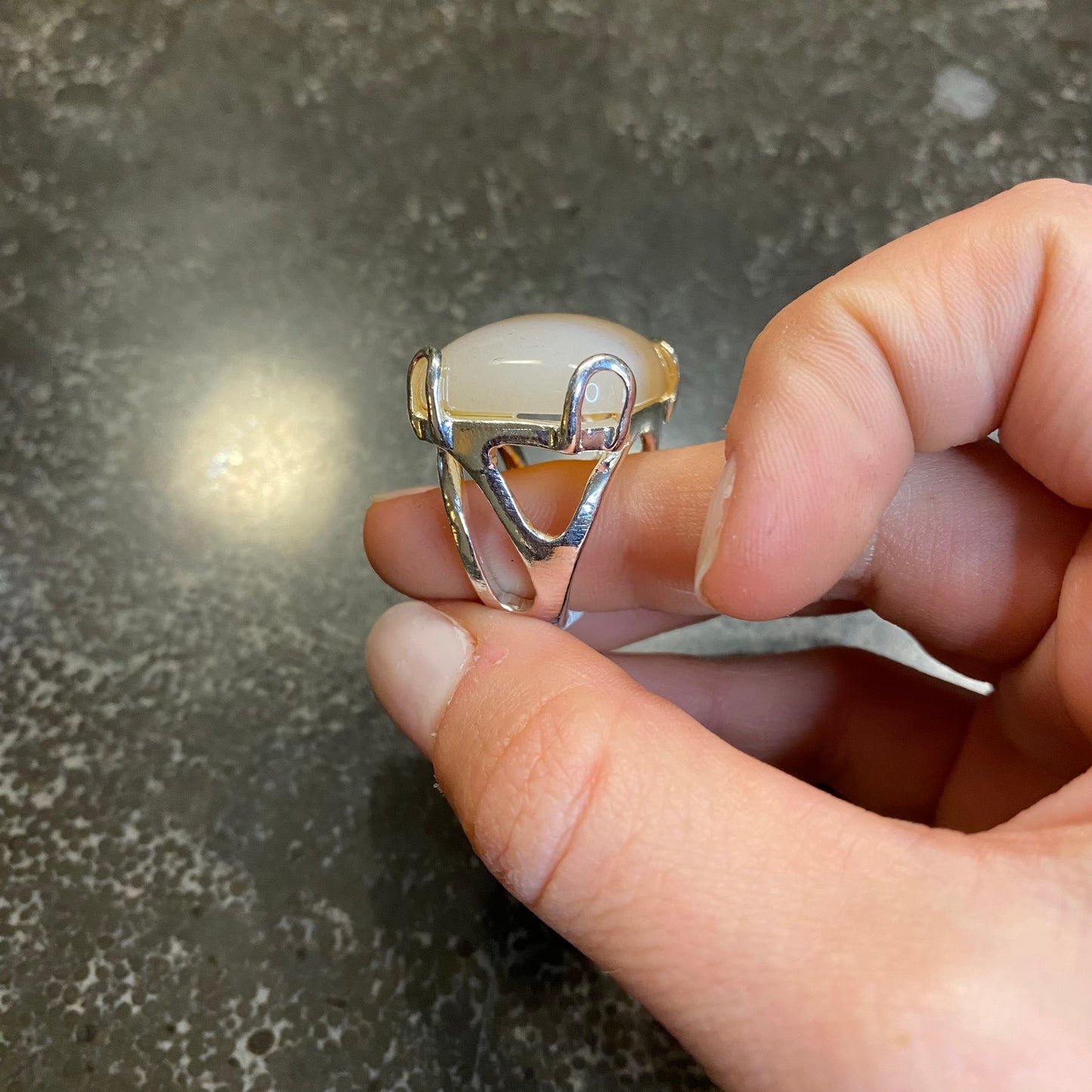 Natural Agate Cushion Ring