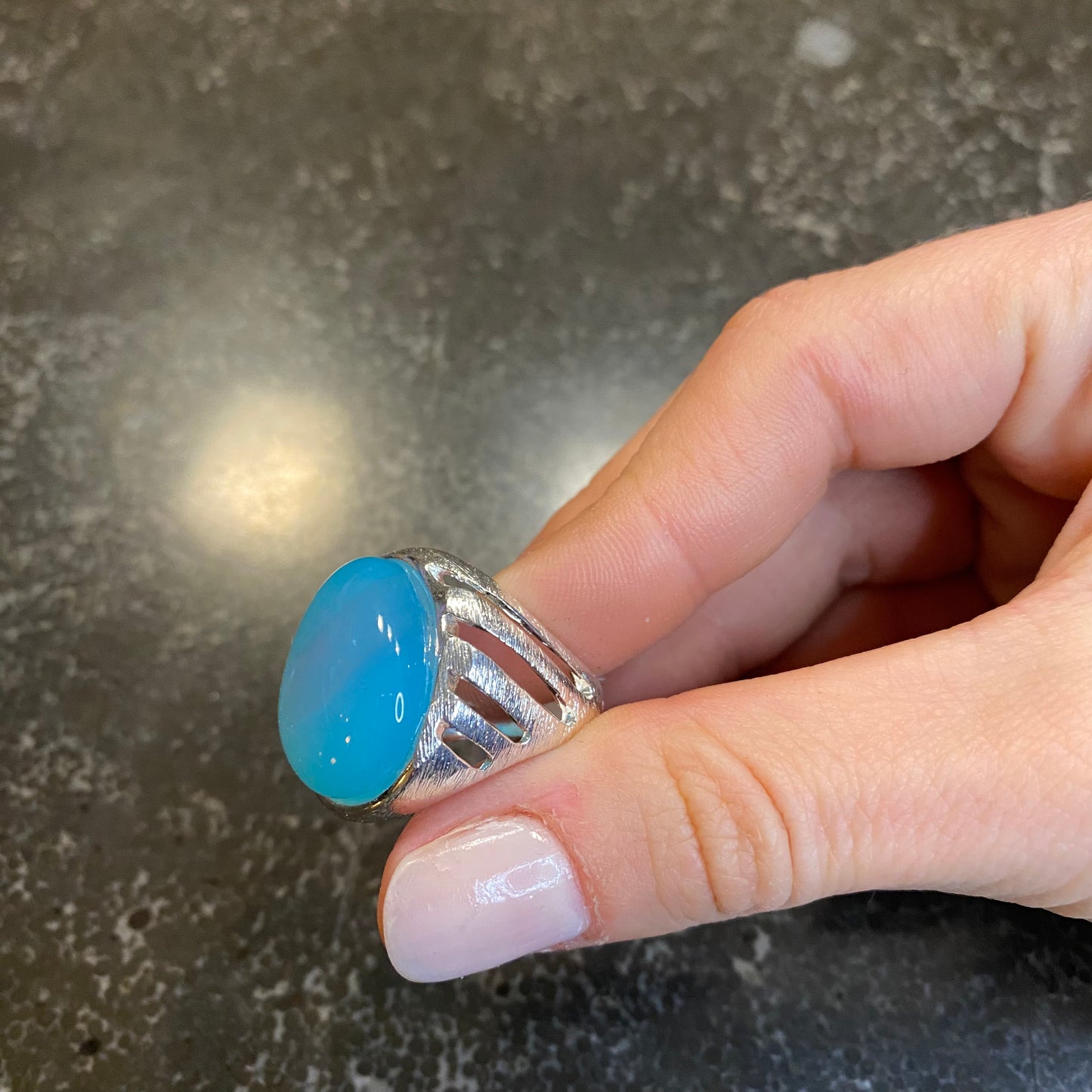 Sky Blue Agate Ring