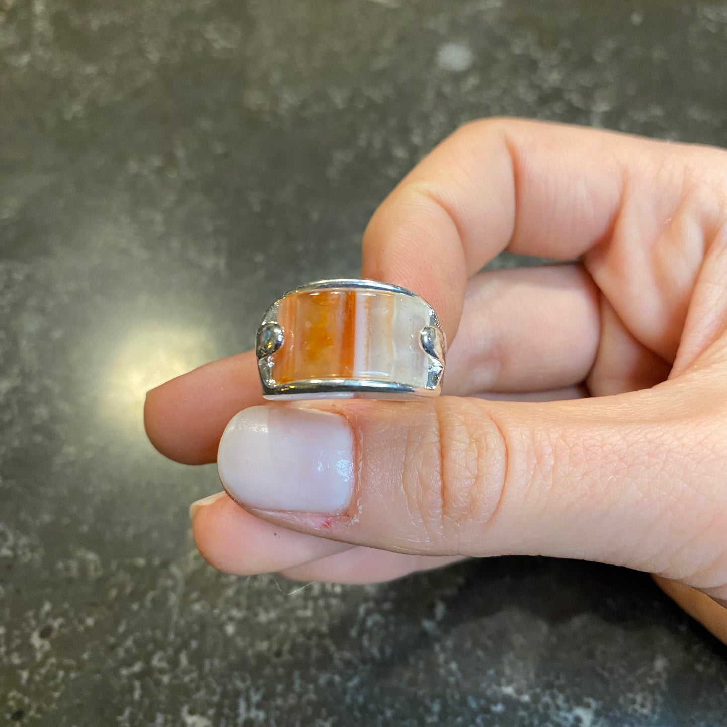 Natural Agate Faceted Ring