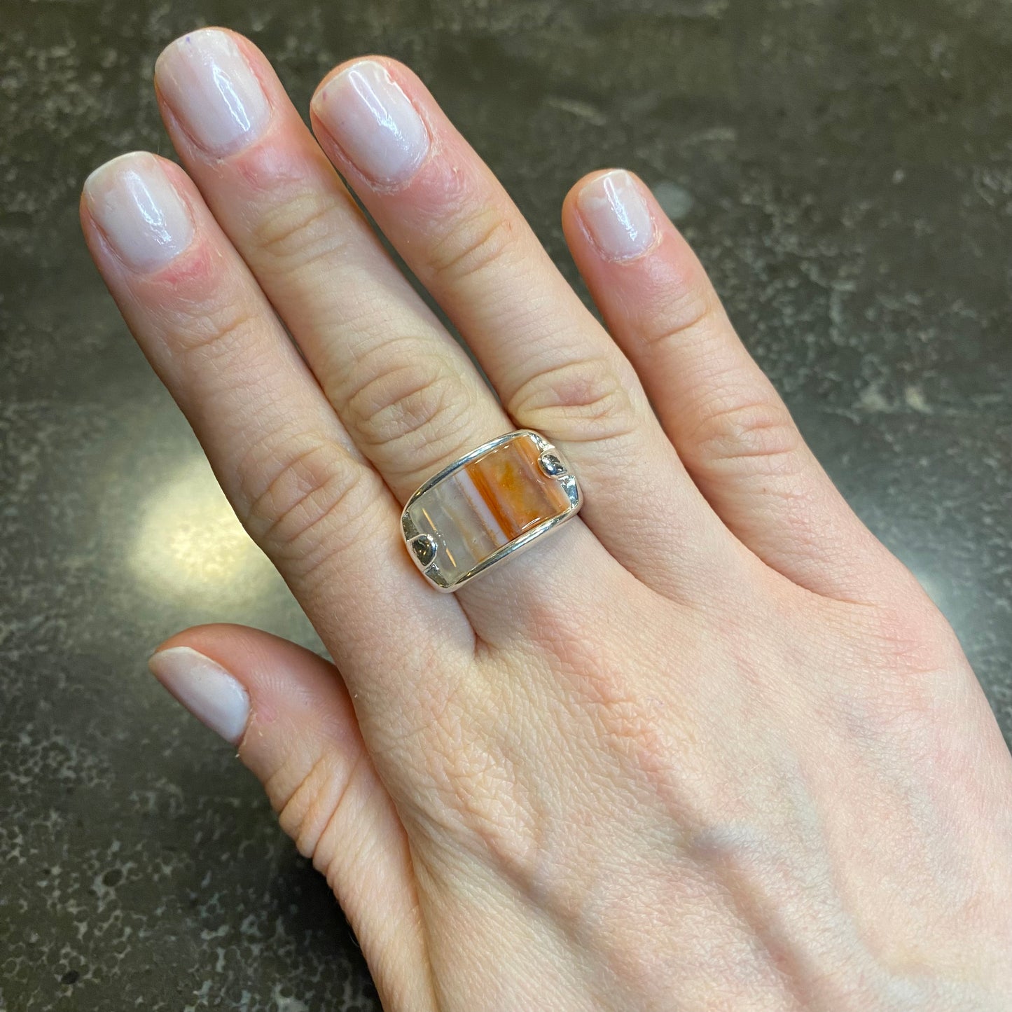 Natural Agate Faceted Ring