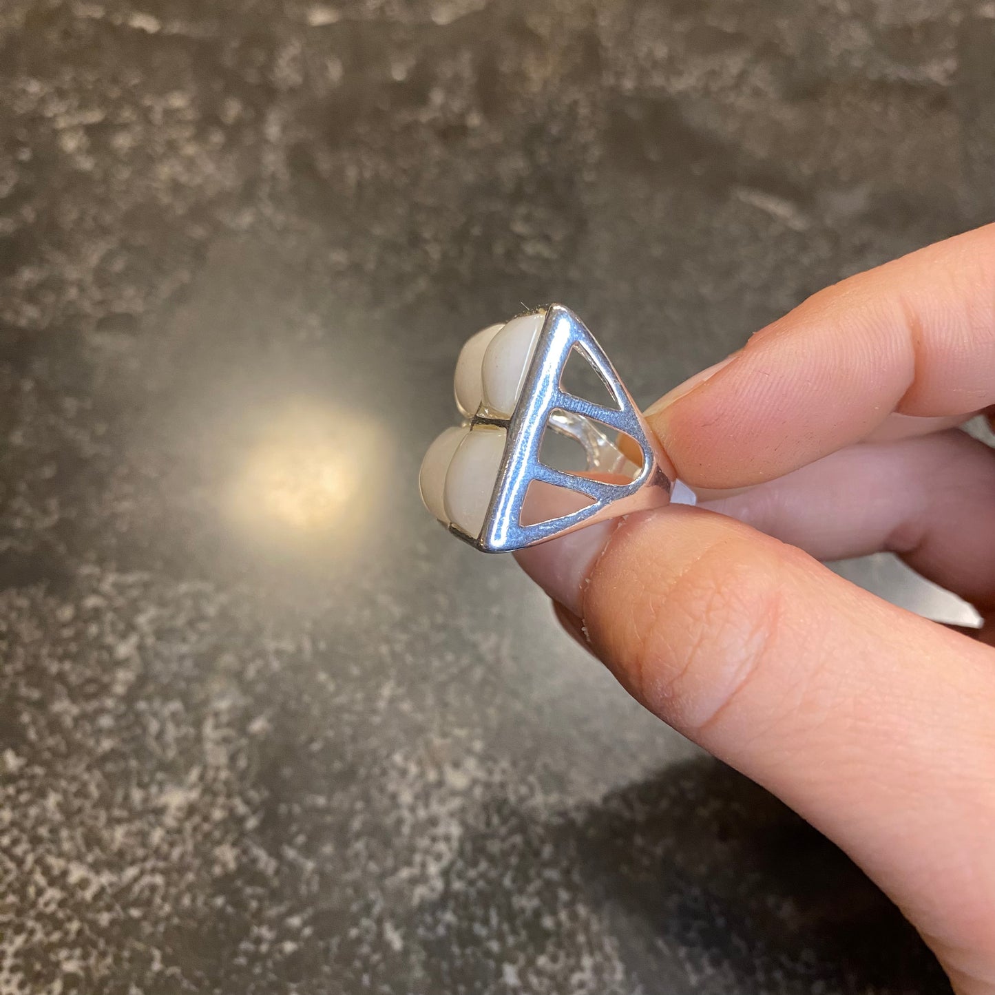 White Quartz Squares Ring