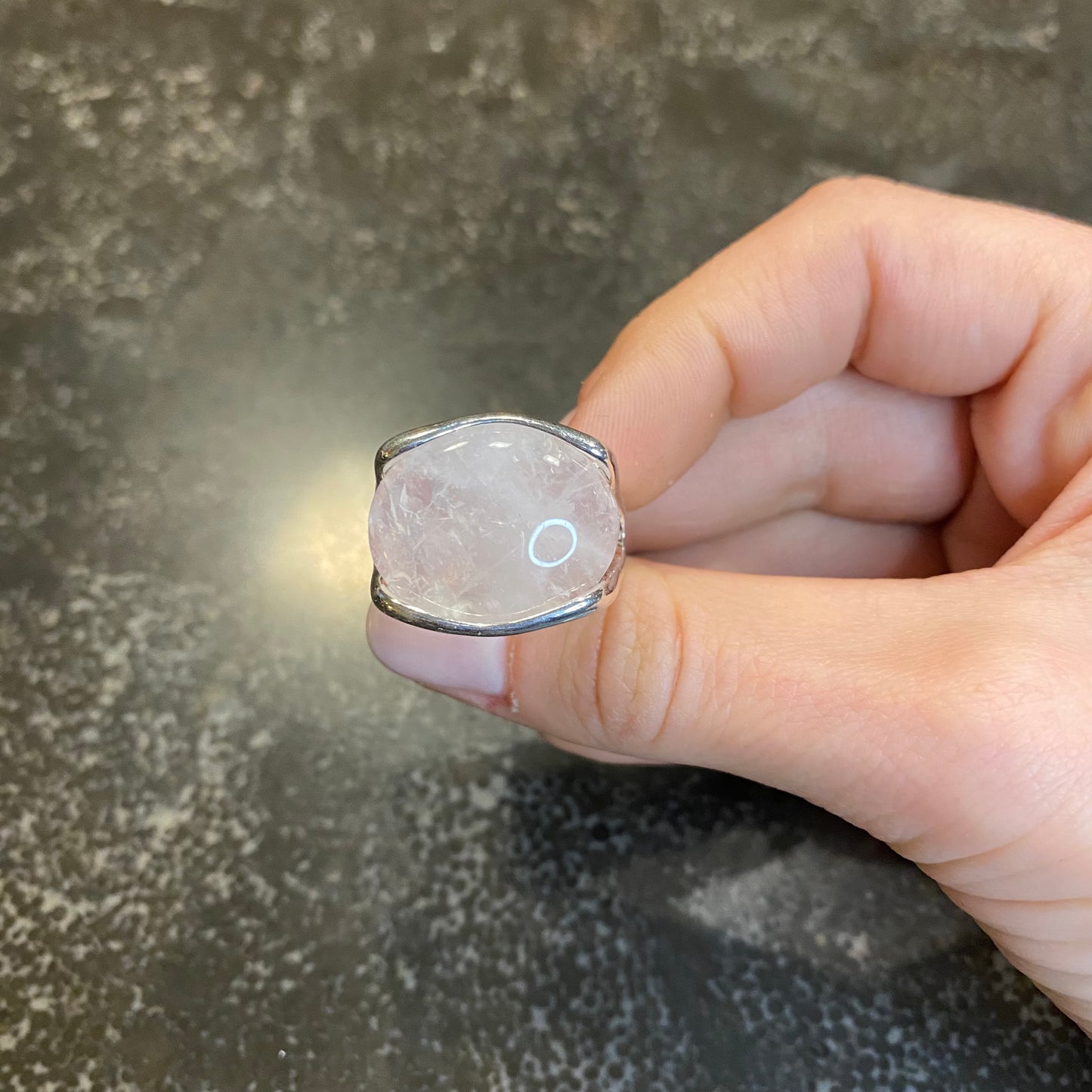 Rose Quartz Big Oval Ring