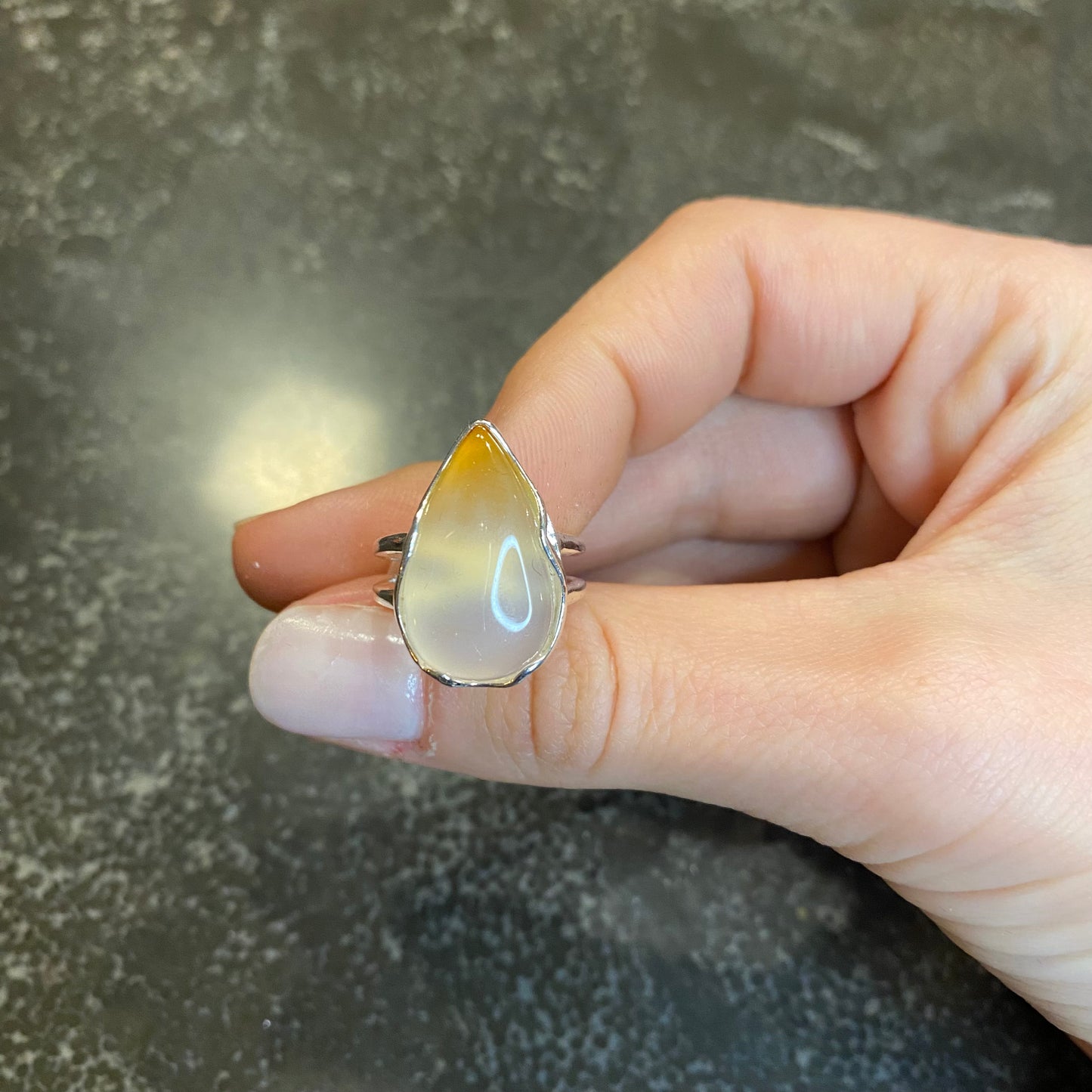 Natural Agate Pear Shape Ring