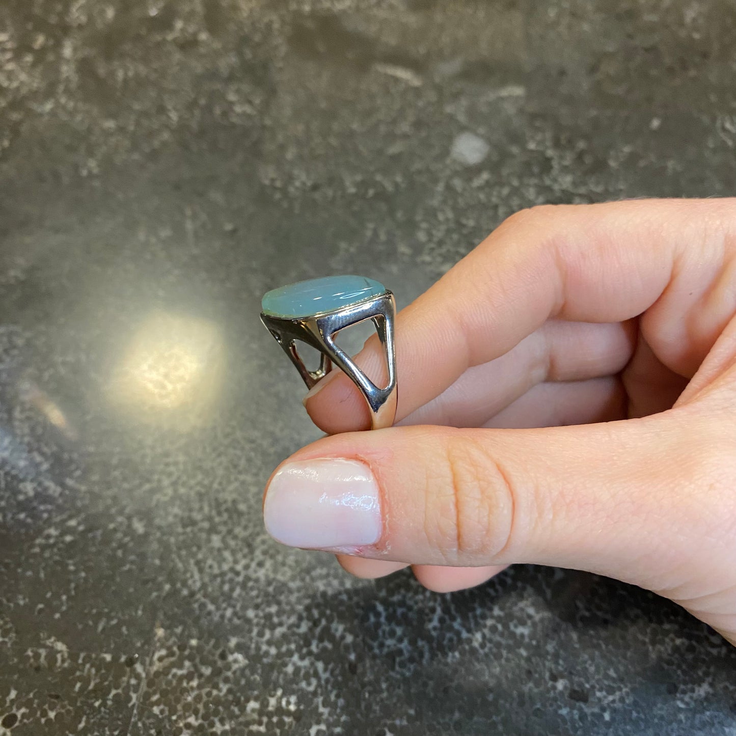 Sky Blue Agate Edge Ring