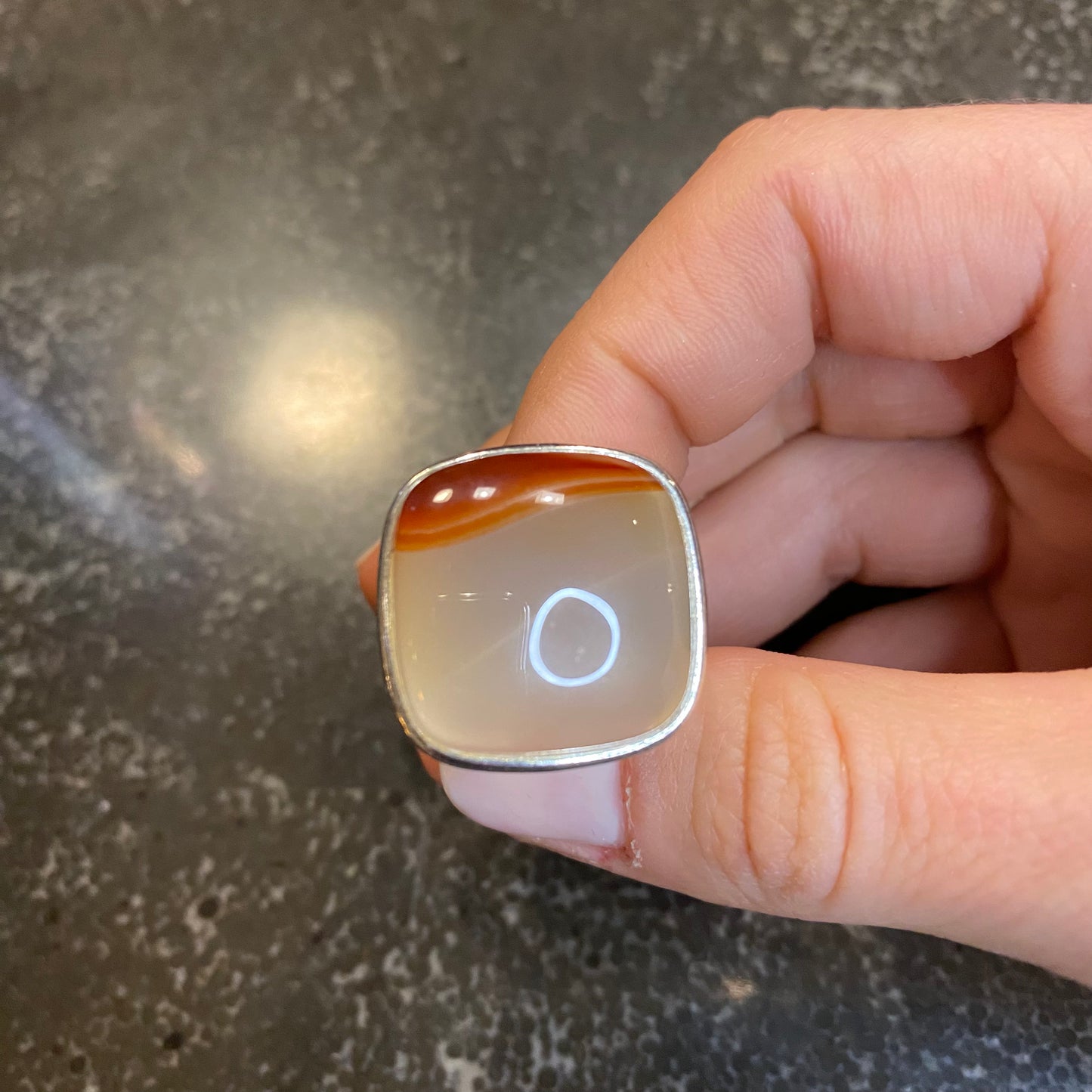 Natural Agata Bold Square Cushion Ring