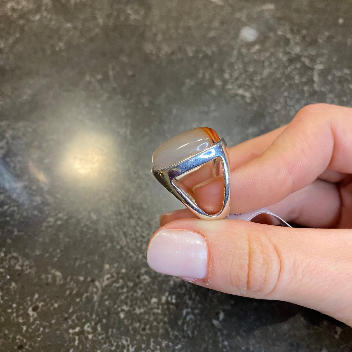 Natural Agata Bold Square Cushion Ring