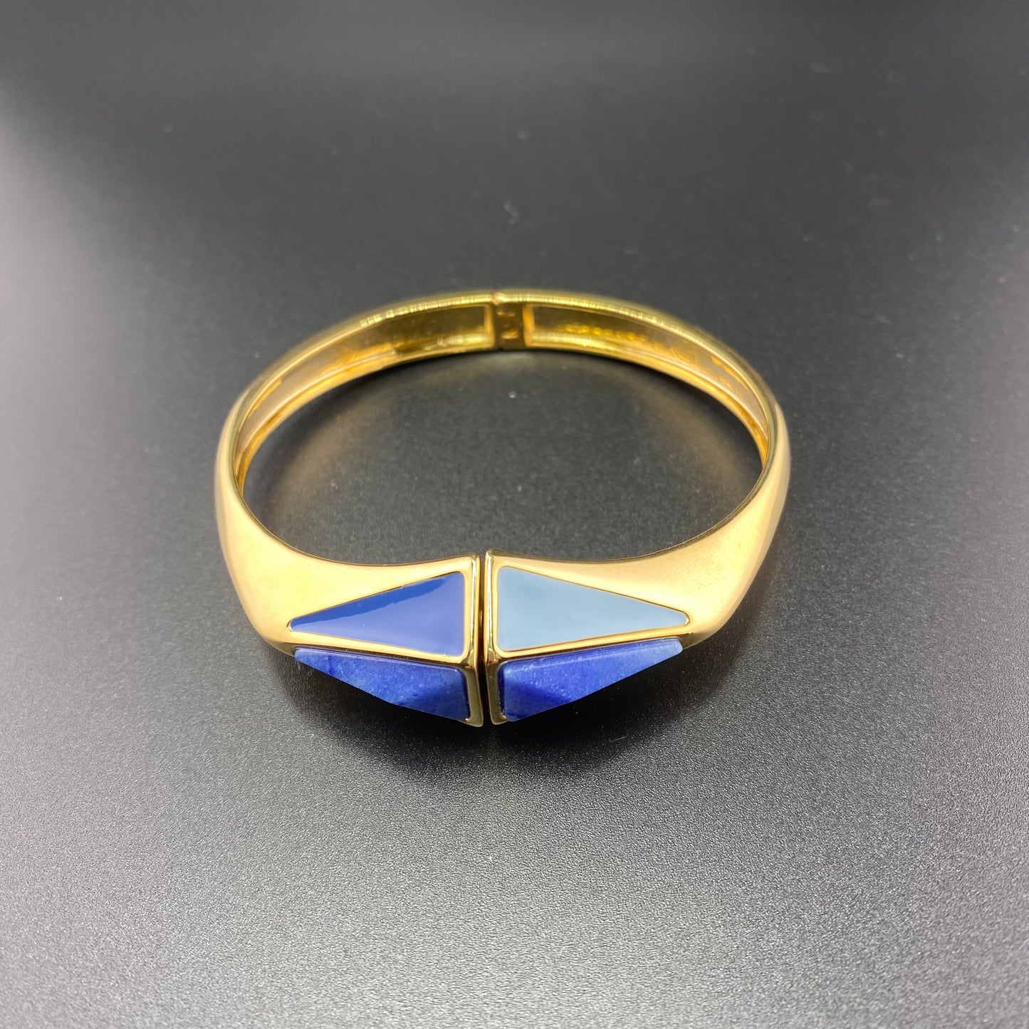 Blue Quartz Rhombus Faces Cuff Bracelet