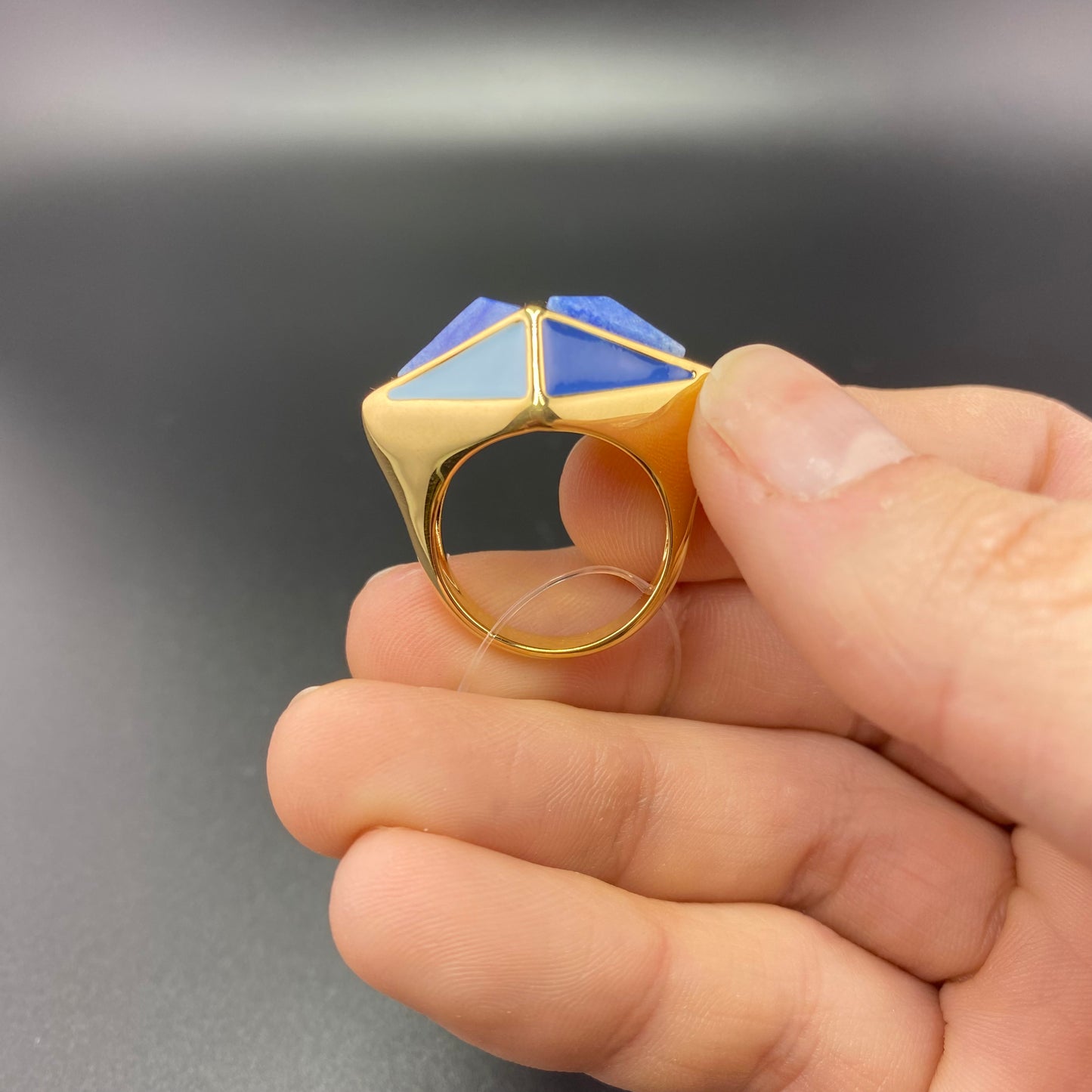 Blue Quartz Faces Ring