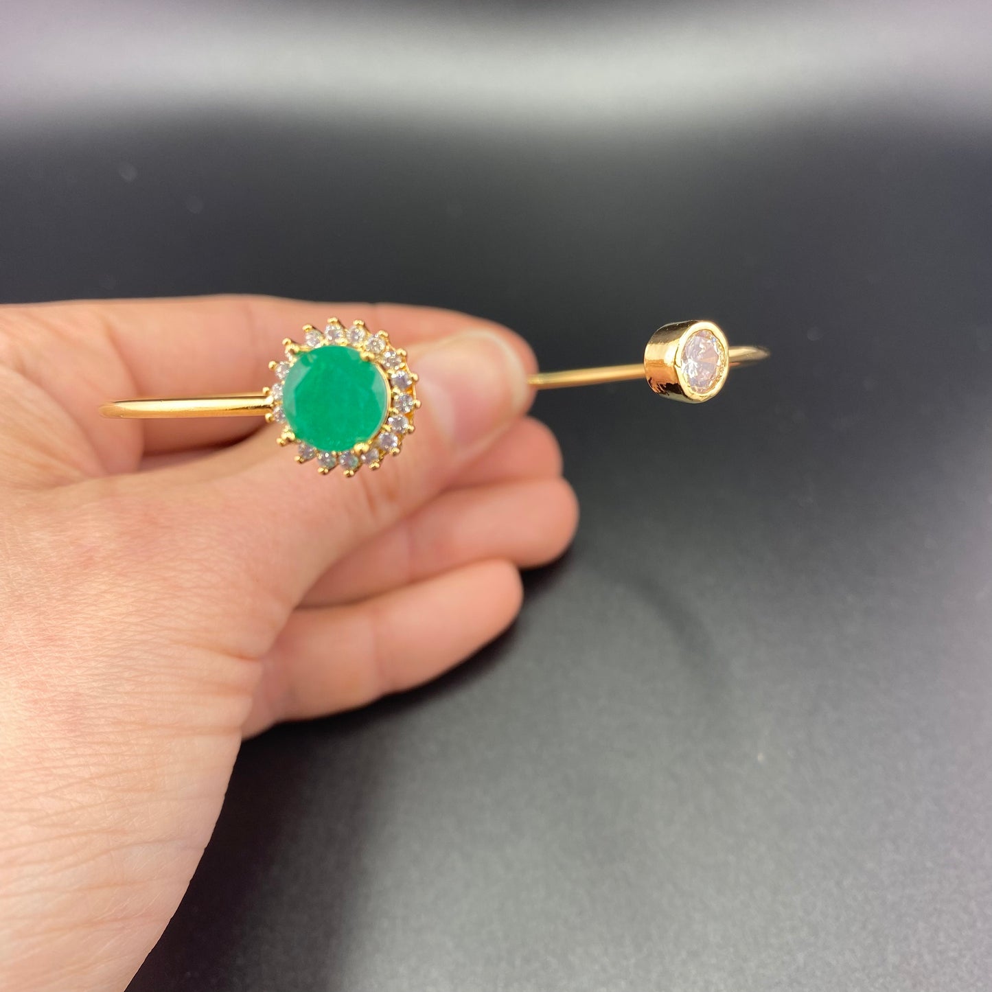 Zirconia and Paraiba Cuff Bracelet
