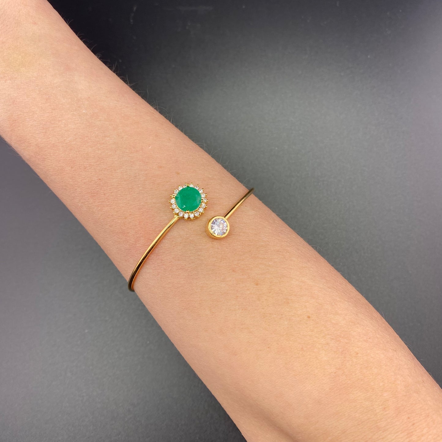 Zirconia and Paraiba Cuff Bracelet