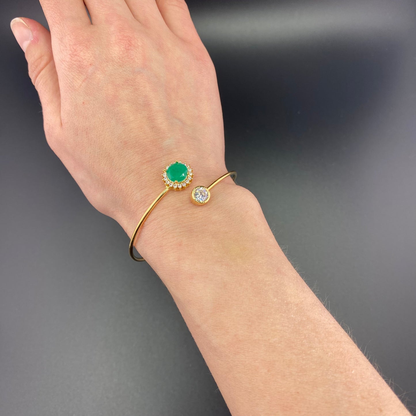 Zirconia and Paraiba Cuff Bracelet