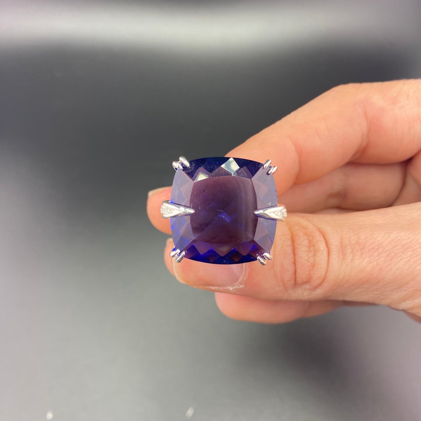 Reconstituted Tanzanite 18k Gold Plated Ring