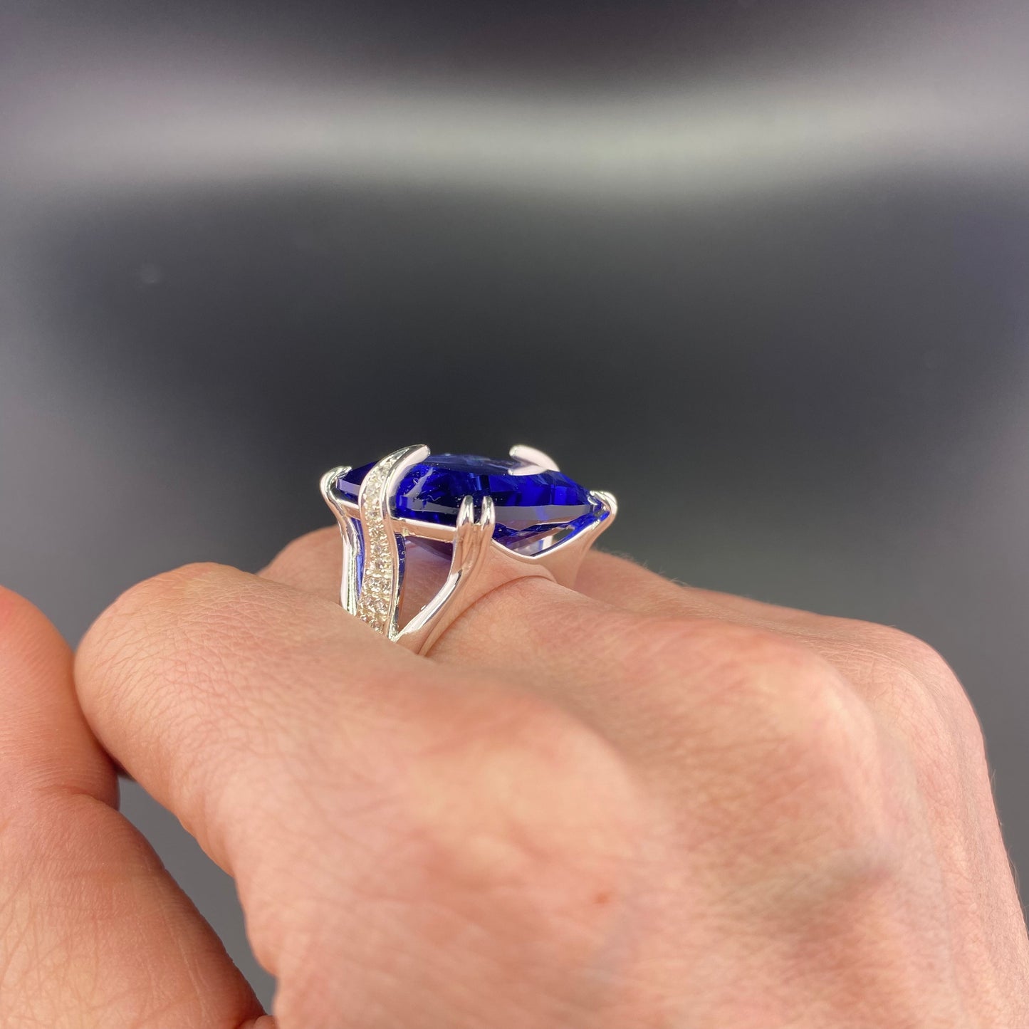 Reconstituted Tanzanite 18k Gold Plated Ring