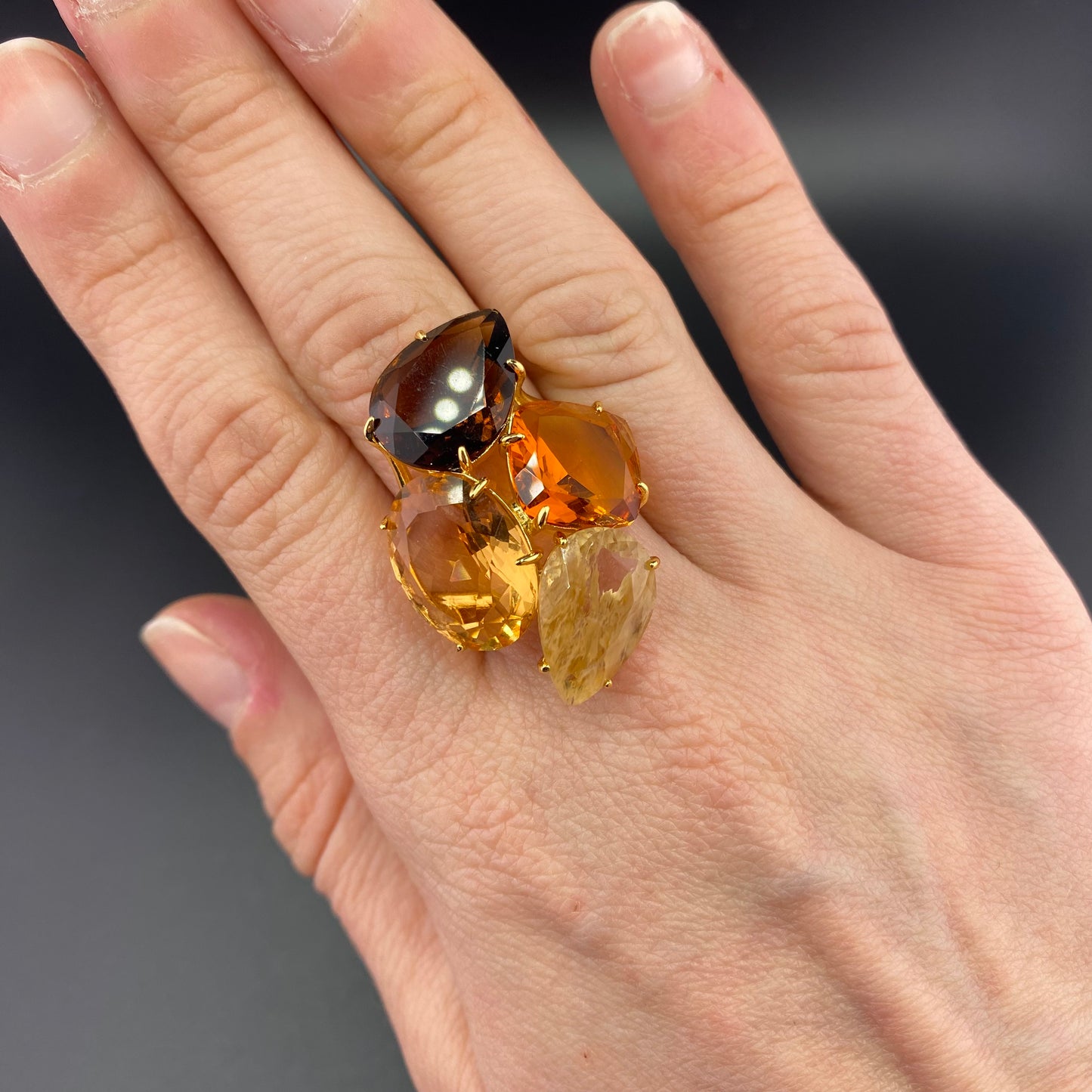Elegant 4 Stones 18k Gold Plated Ring