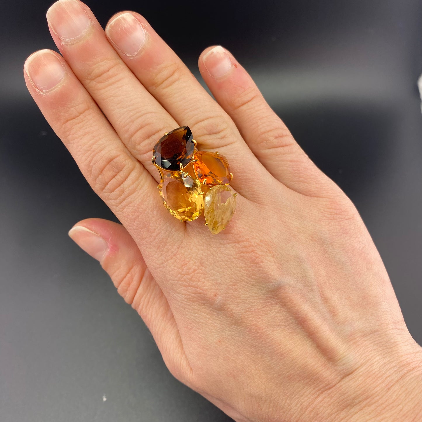 Elegant 4 Stones 18k Gold Plated Ring