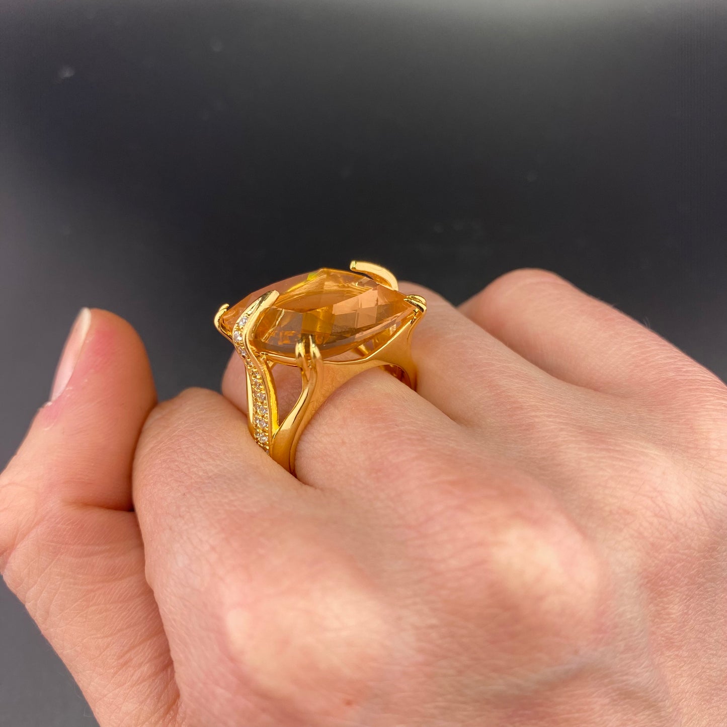 Reconstituted Morganite 18k Gold Plated Ring