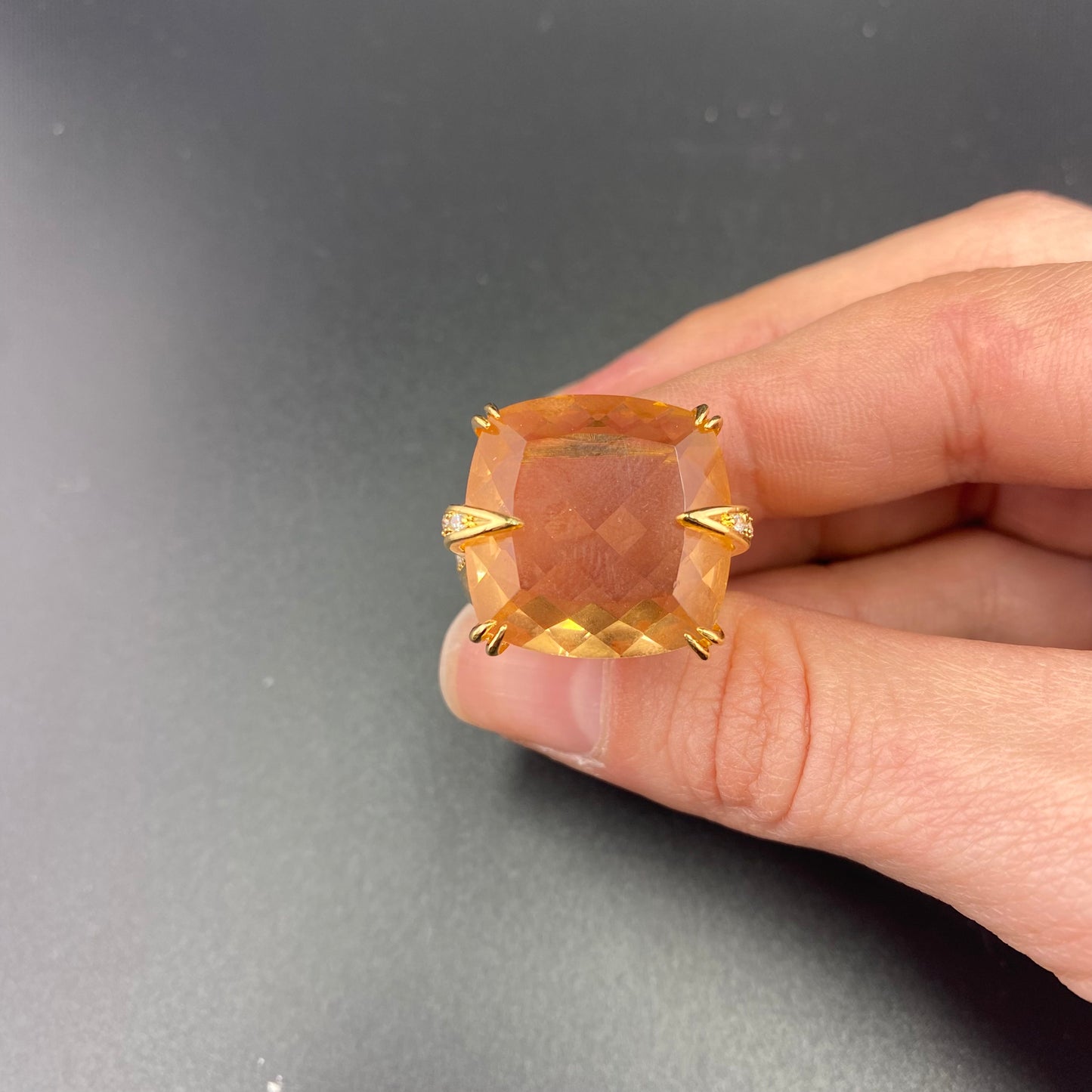 Reconstituted Morganite 18k Gold Plated Ring