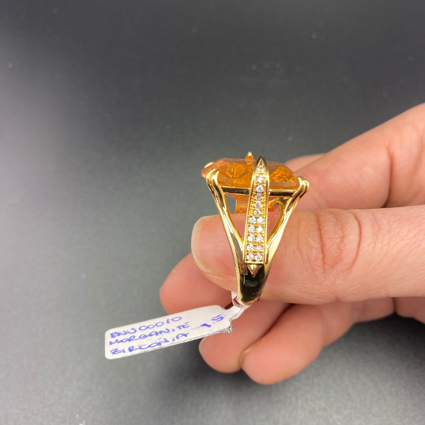 Reconstituted Morganite 18k Gold Plated Ring