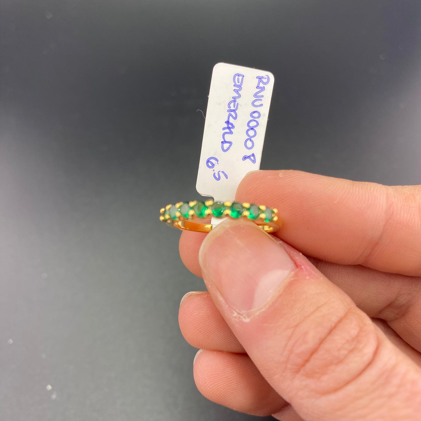 Reconstituted Emerald Half Band Setting Ring