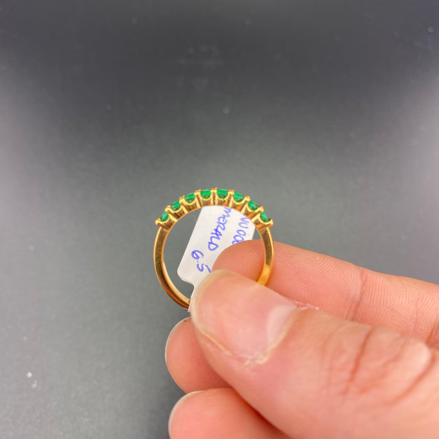 Reconstituted Emerald Half Band Setting Ring