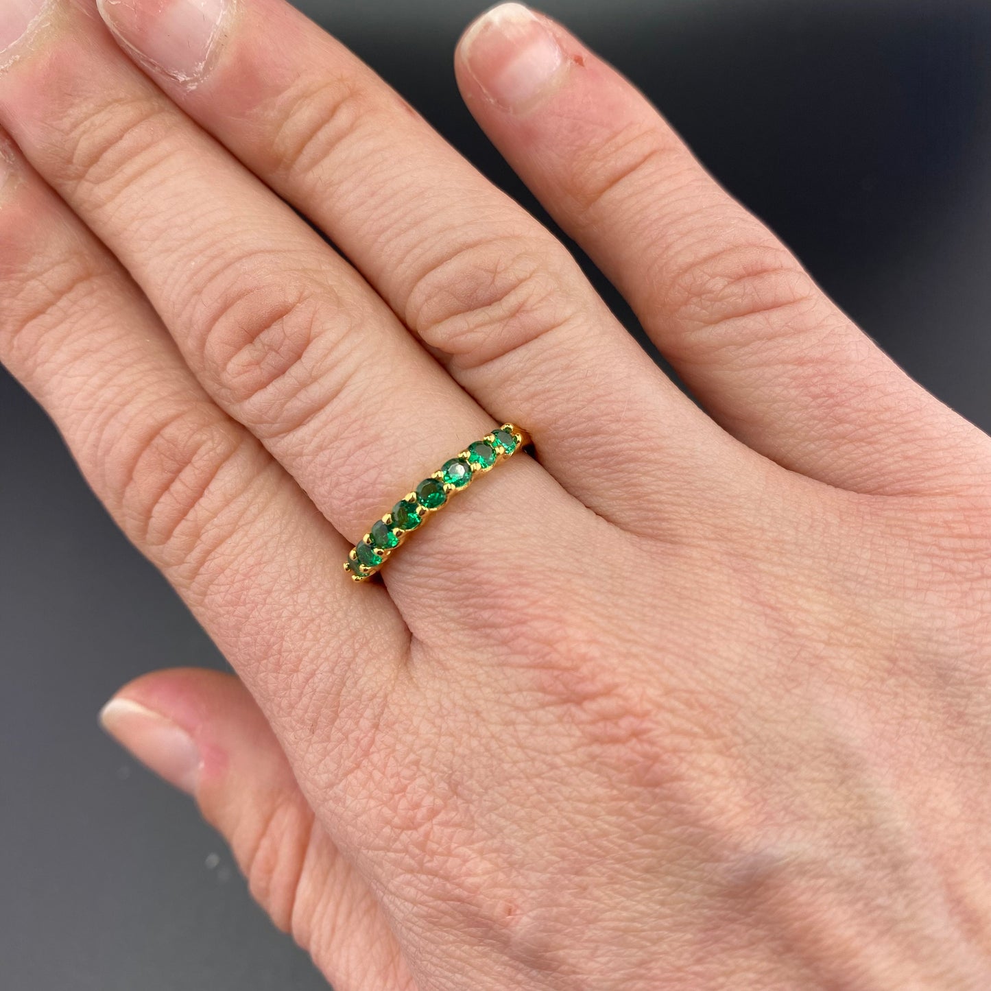 Reconstituted Emerald Half Band Setting Ring