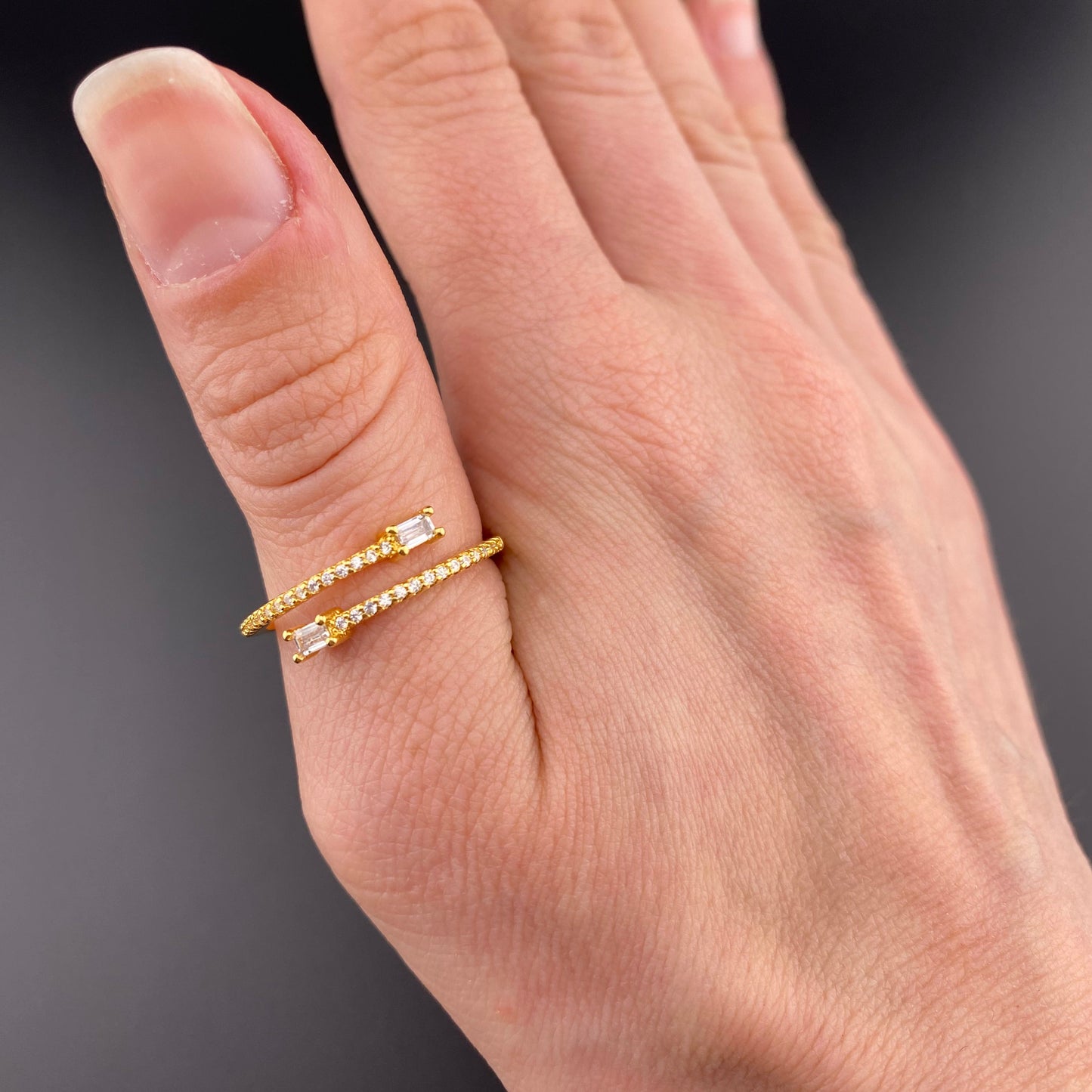 Zirconia Duo Baguette Ring