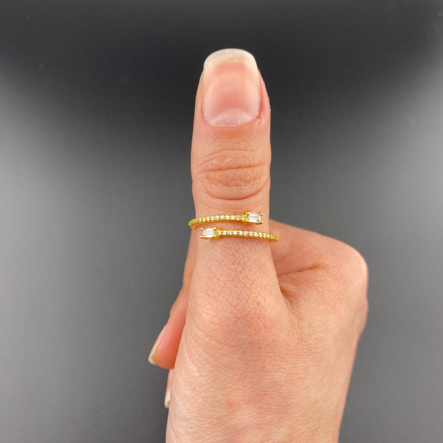 Zirconia Duo Baguette Ring
